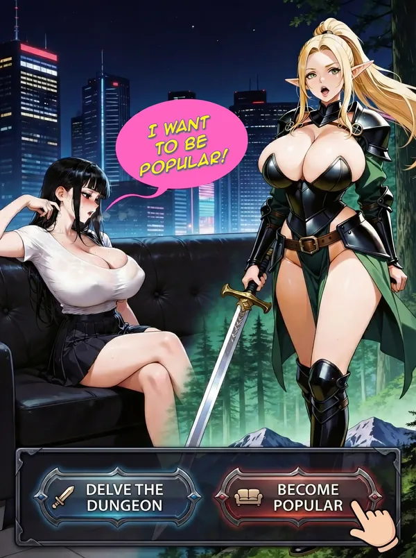 Interactive comics category preview with anime-style illustration